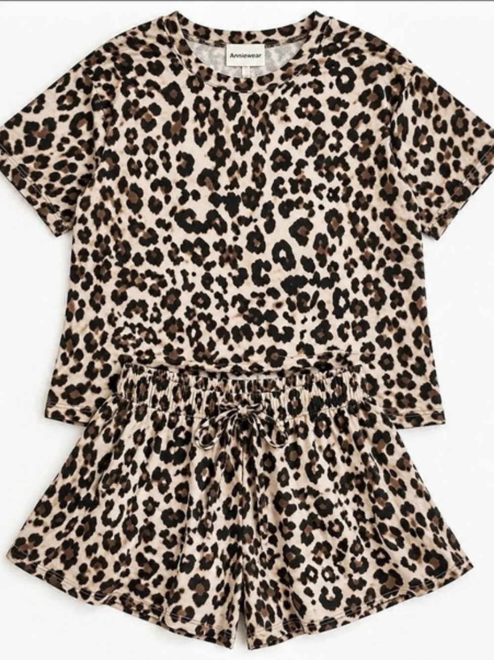 Anniewear Leopard Print Top and Shorts Set in Brown & Black Like New Size S